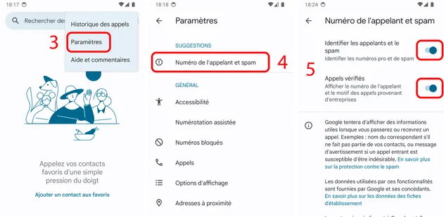 Activation de l'identification des appels spams et des appels à risque dans Android
