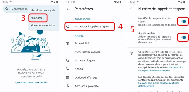 Activation de l'identification des appels spams et des appels à risque dans Android