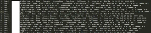 La base de données contient 235 000 000 d'enregistrements uniques d'utilisateurs de Twitter et de leurs adresses électroniques